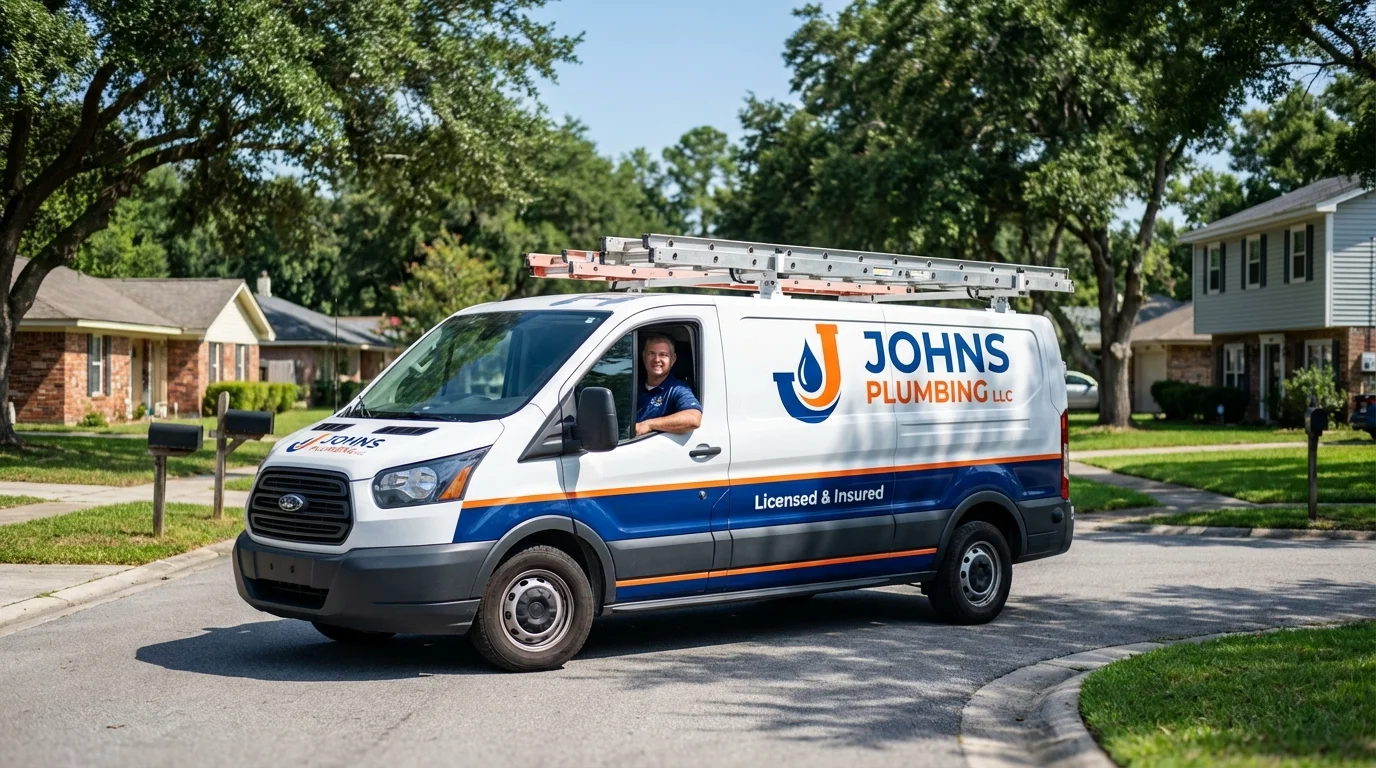 Johns Plumbing LLC service van in Parlier, CA