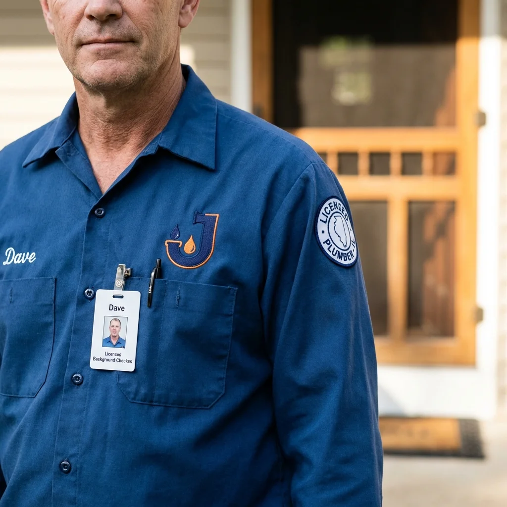 Licensed plumber showing ID badge in Parlier, CA