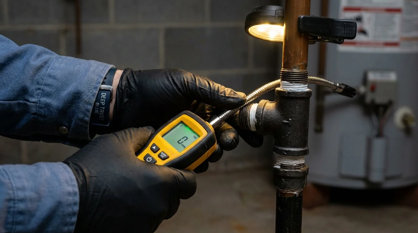 Gas leak detection with electronic sniffer by Johns Plumbing LLC in Parlier